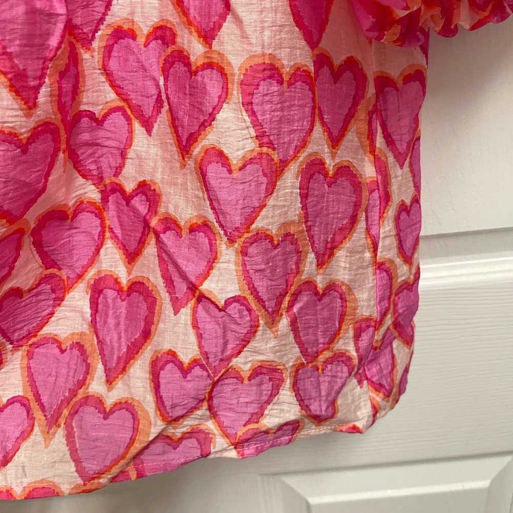 THML Pink Heart Puff Sleeve Blouse - Picture 7 of 11